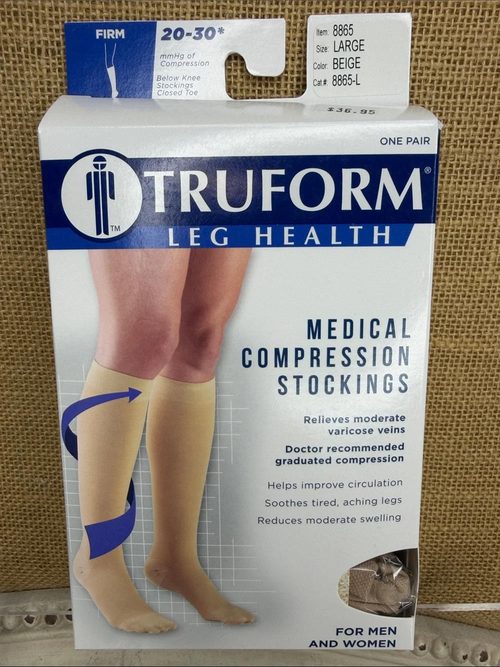 Truform Medical Compression Knee-High Socks - Beige, Large